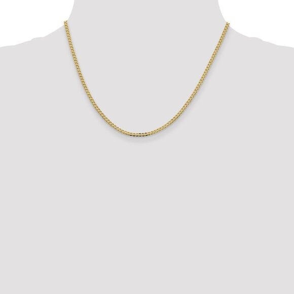 14k Yellow Gold 18 inch 2.3mm Flat Beveled Curb with Lobster Clasp Chain